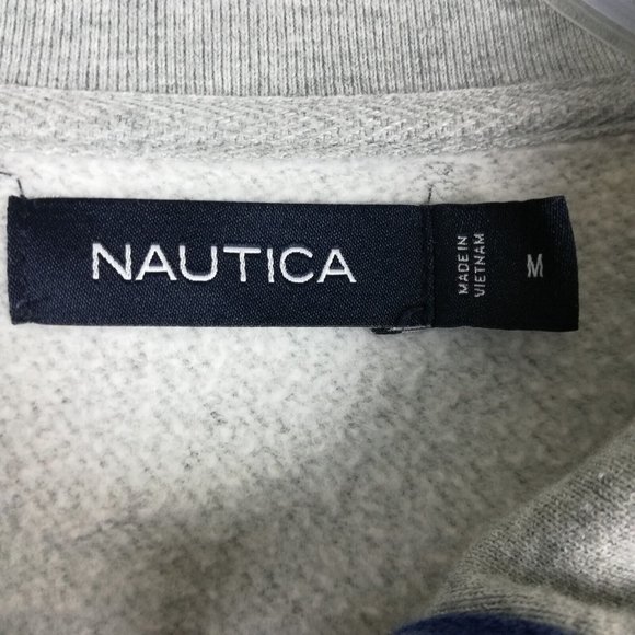 Nautica Mens Sweater 1/2 Zip Gray Heather Embroidered Logo M - Picture 8 of 12